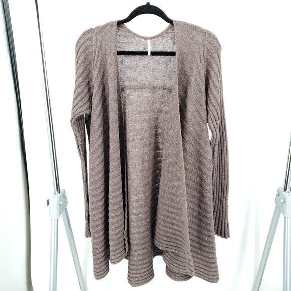 *Repair* Free People Oversized Ribbed Knit Open Cardigan S Blackberry Heather - Picture 2 of 16